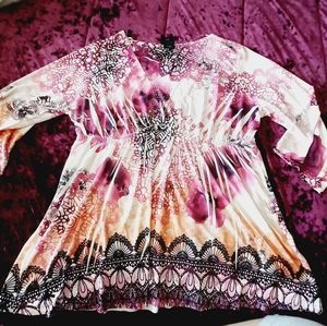 Soft silky sz 2X peasant bohemian pink tunic top